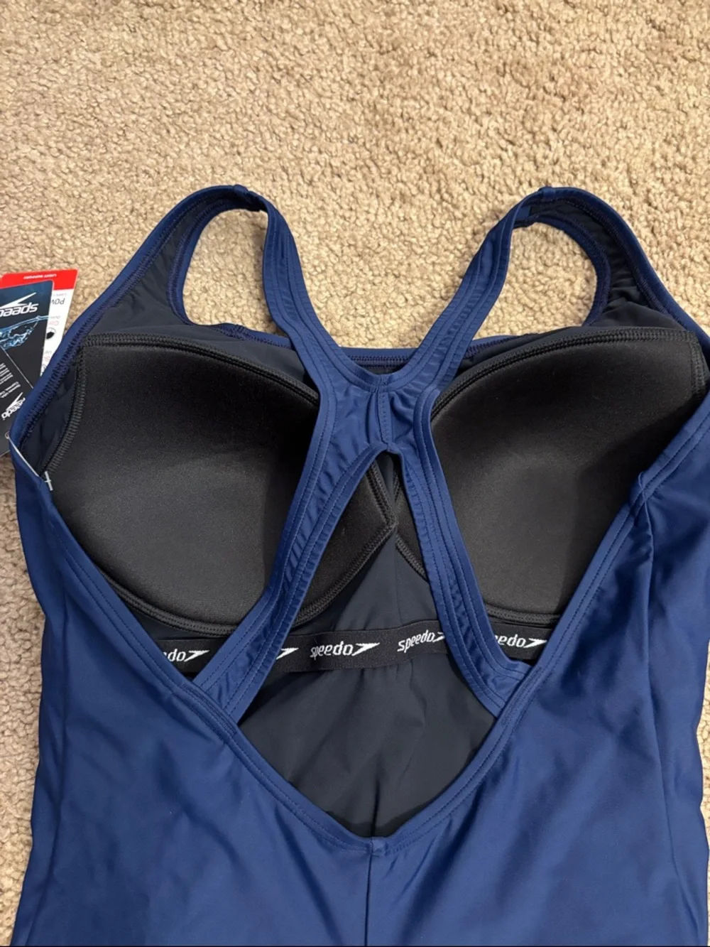 Speedo Solid Navy Athletic One-Piece Swimsuit - Picture 3 of 5